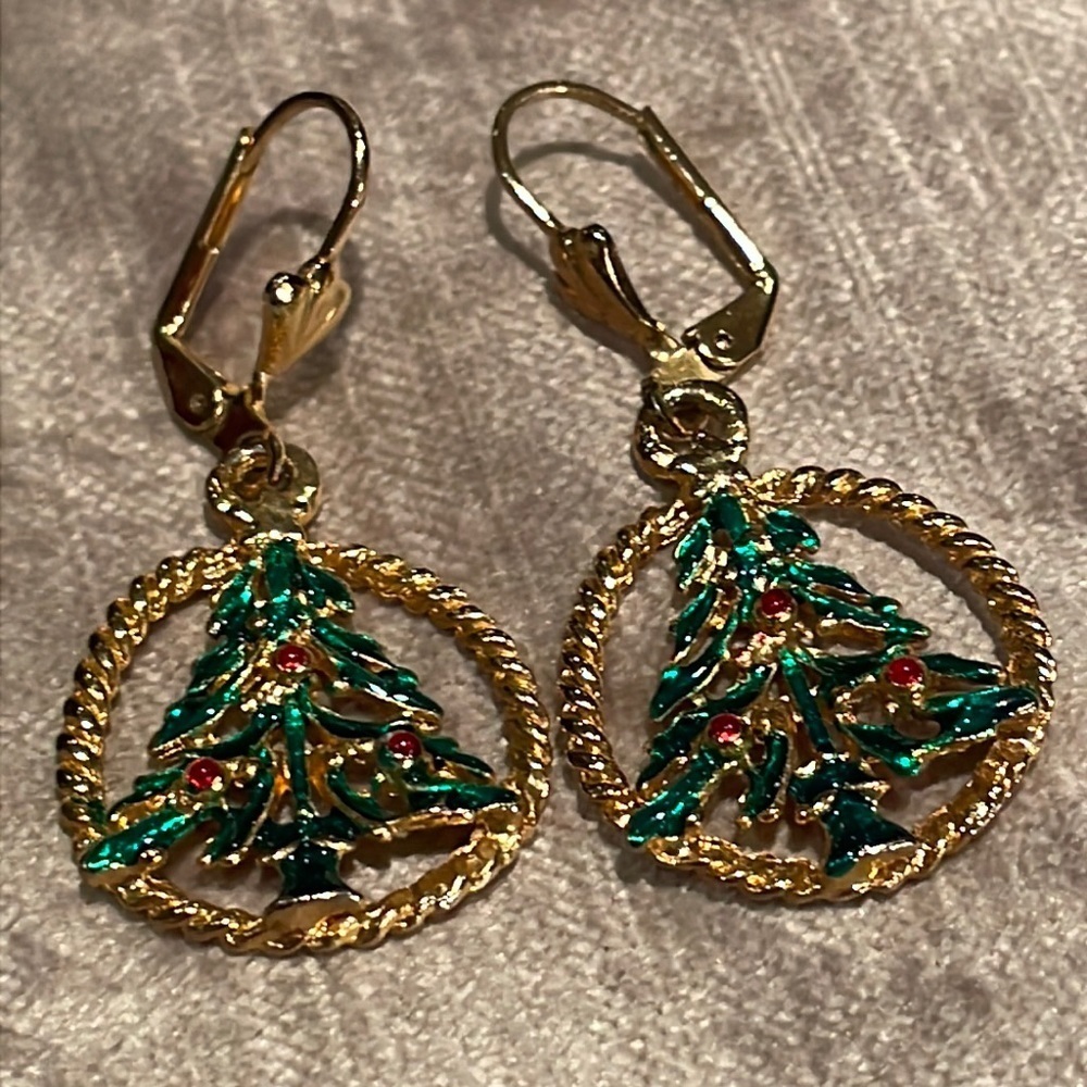Christmas Tree Hoop Earrings